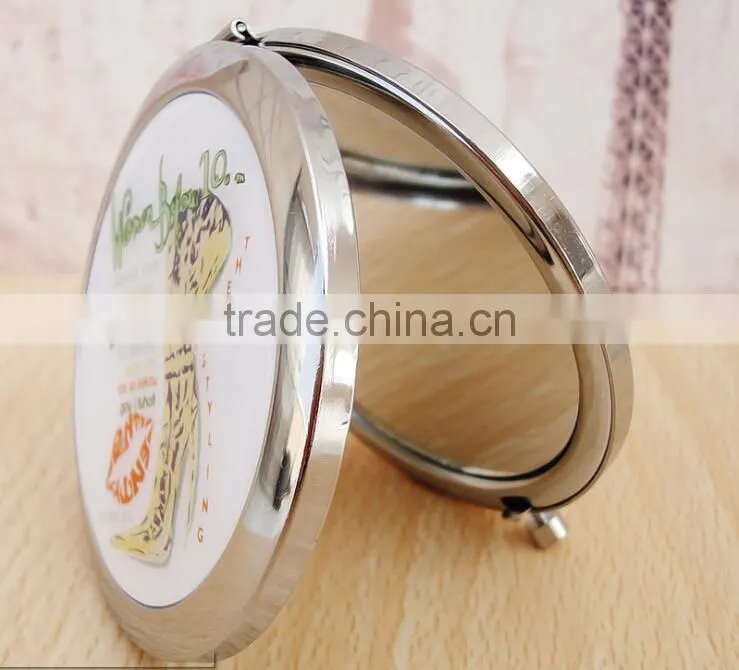 2015 Pocket Metal Pocket Round Mini Mirror for Birthday Gifts,Cosmetci Hangbag Mirror with High Heel Shoes