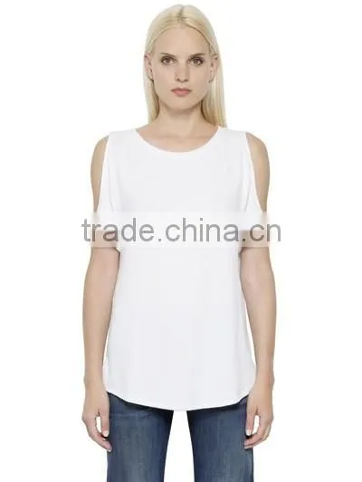 Women Fashion Clothing Off-Shoulder Blank T-Shirts,High Quality Cotton Short Sleeve Plain T-shirts for Women