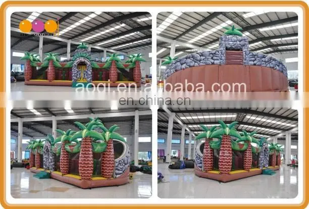 2017 AOQI design big discount inflatable adventure island dinosaur inflatable play land combos for child