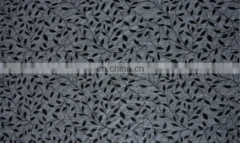2014 cation jacquard leaf print like foil fabric