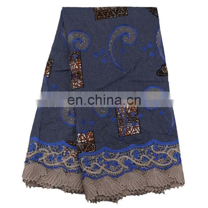 High-quality Wholesale price 100% cotton wax for 6 yards with stones lace wax print fabric african L170727006