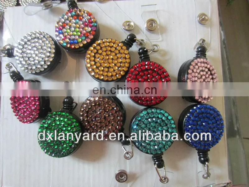 Fashion bling bling rhinstone studded retractable rhinestone lanyard