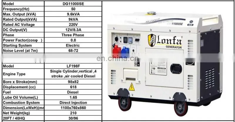 10kva three phase silent diesel generator