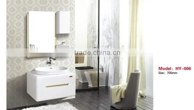 High glossy bathroom cabinet with elgant basin and mirror