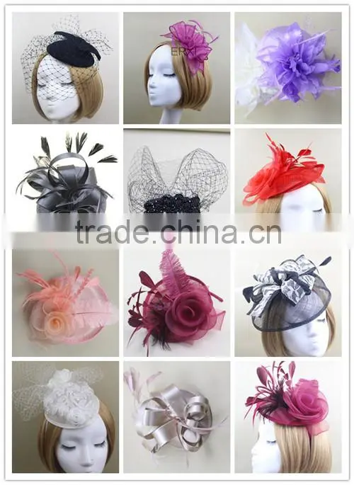 Wholesale Fashion 100% Sinamay Material Base Hat Fascinator For Women