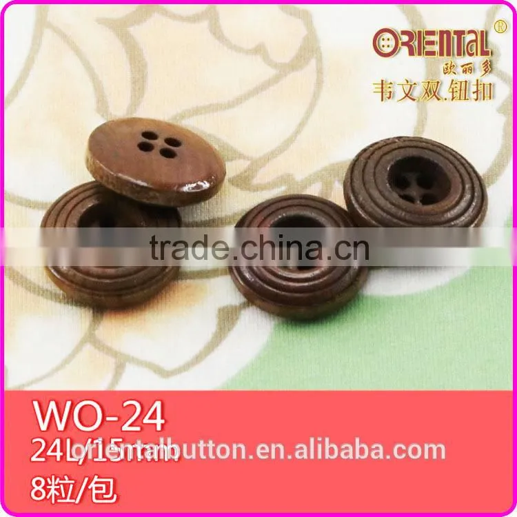 holes dark brown engrave pattern raw material wood button