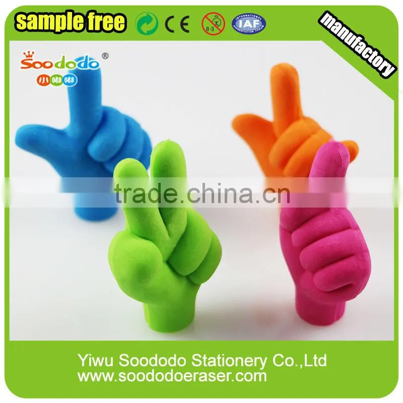 3d Finger shaped rubber eraser pencil topper