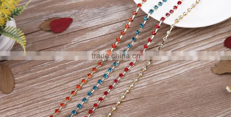 Wholesale 4 row rhinestone chain for shoes boots decoration