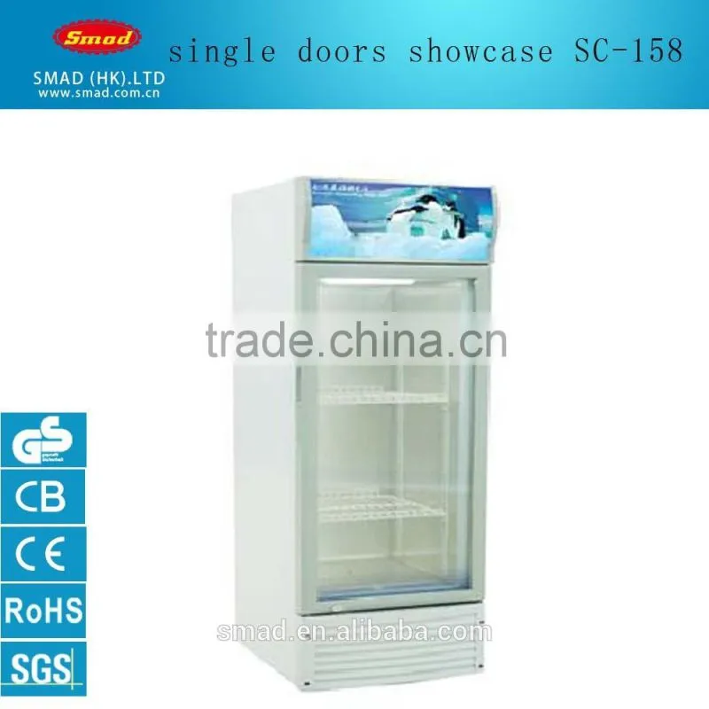 supermarket upright SC-158 single door glass display showcase for beverage china manufactuer