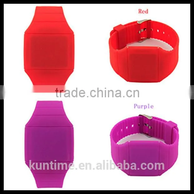 Silicone led light watch with touch screen no trace of button
