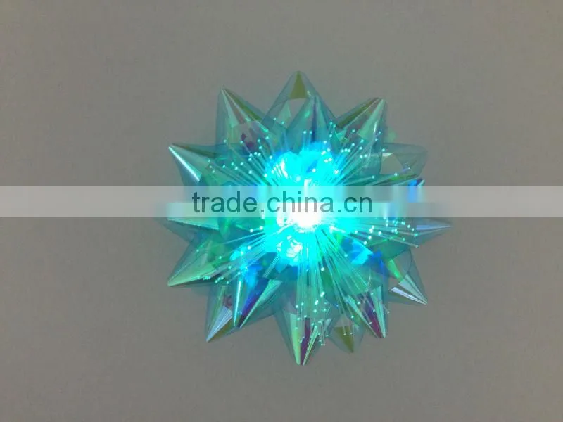 Glitter Ribbon Star Bows and Ribbon Eggs Package with PVC box/2.5 inch Pink LED Lighting Star Bow for Christmas/party Decoration