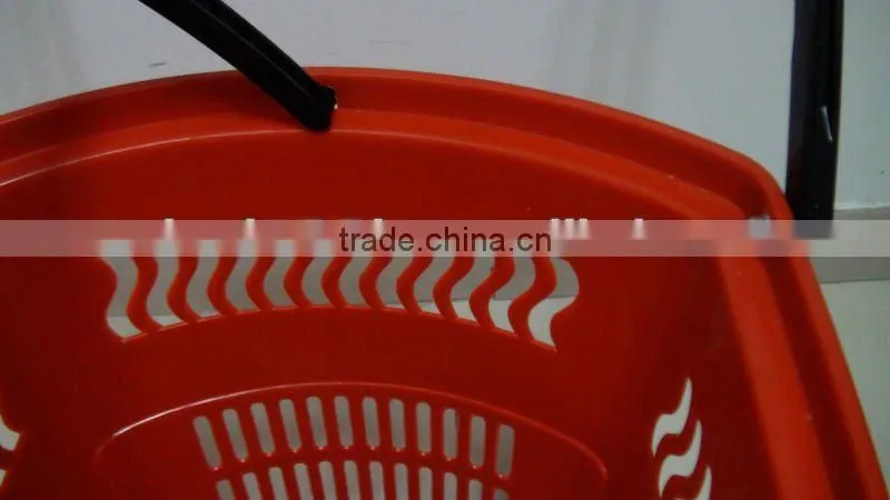 Double handle supermarket plastic shopping basket