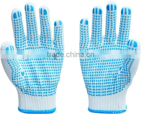 factory safety working cotton gloves pvc dots on one side