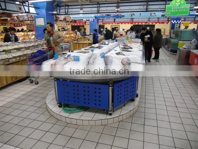 APEX custom make commercial restaurant curve end head stainless steel fruit display table ice case