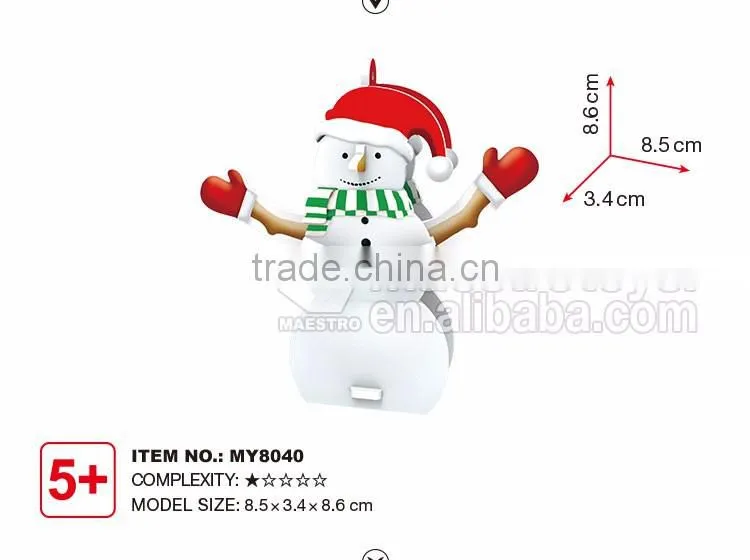8PCS new year ornament 3d puzzle Snowman