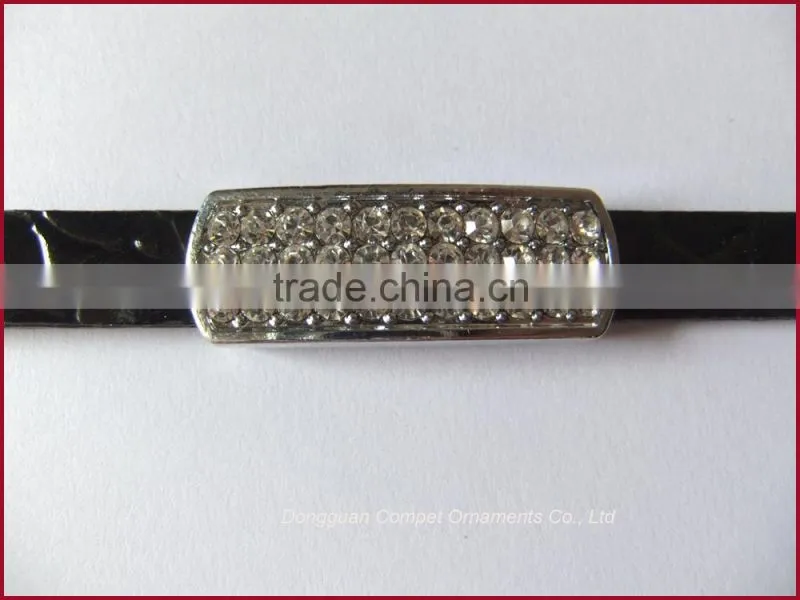 DIY custom bracelets and pet collars accessories rhinestone 10mm Zinc Alloy Bent Slide Charms