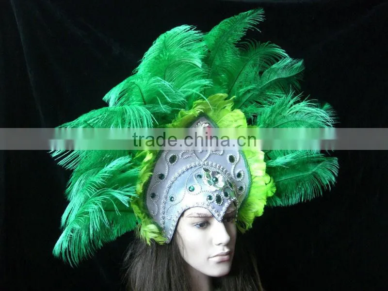 Green Ostrich Feather with Princess Headdress, Indian Headdress