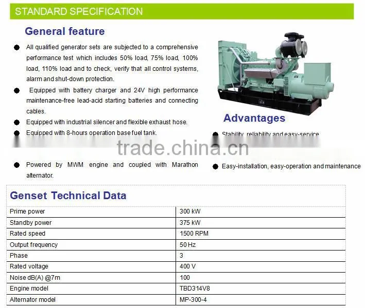 DIESEL GENERATOR FOR 300KW MANNHEIM ON DISCOUNT