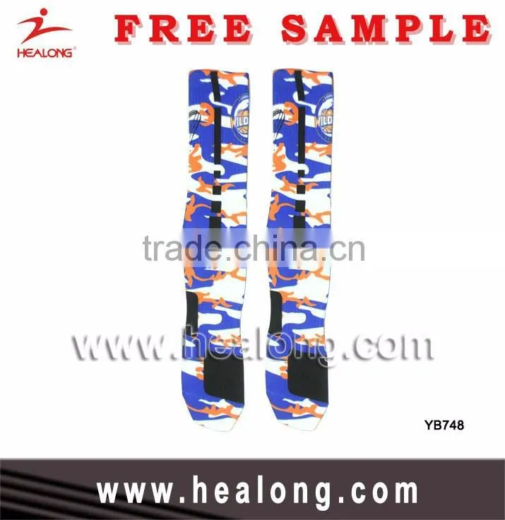 Healong Hot Sales Youth Custom Sublimated Basketball Sport Socks