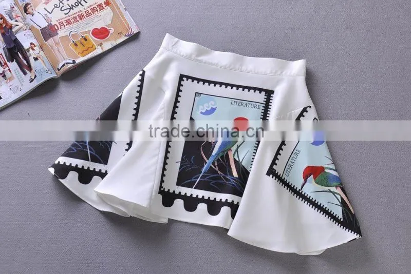 2014 Fashion stamp sharped embroidered irregular TOP & skirt (STOCK)