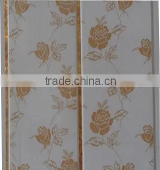 10'' groove printing pvc ceiling panel with shine gold strip G028-1