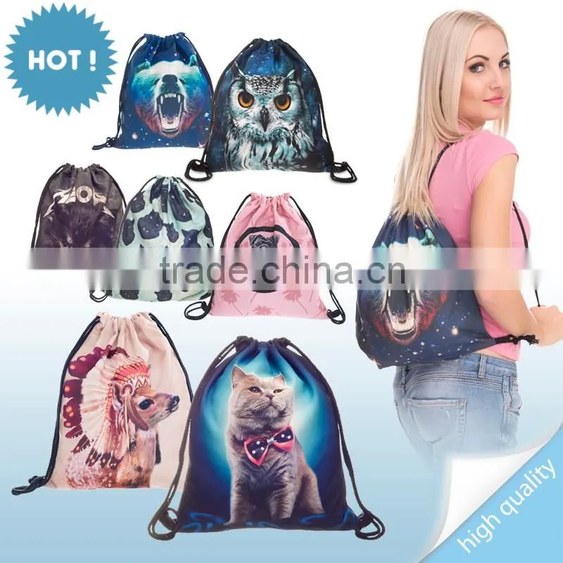 High Quality 3D Printed Wholesale Emoji Gift Drawstring Bag