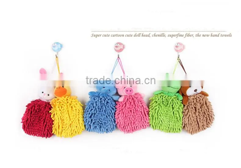 2015 good sale chenille cartoon animal hand towel