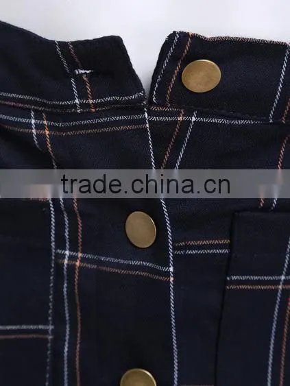 Lady's fashion Single Breasted Plaid Skirt