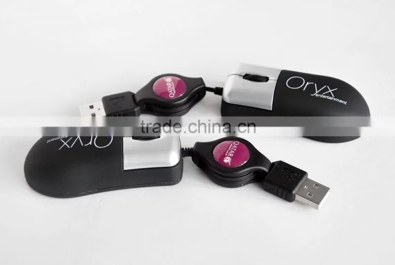 2015 Retractable mini wired mouse as promotional gift with cheap DHL service