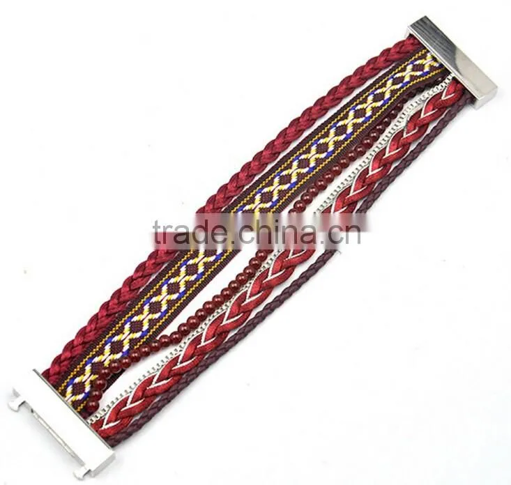 >>2016 New elegant burgundy magnetic Bracelets, handmade leather bracelet/