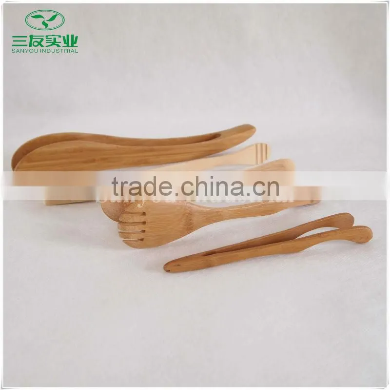 Natural Bamboo Food Tongs Tweezers