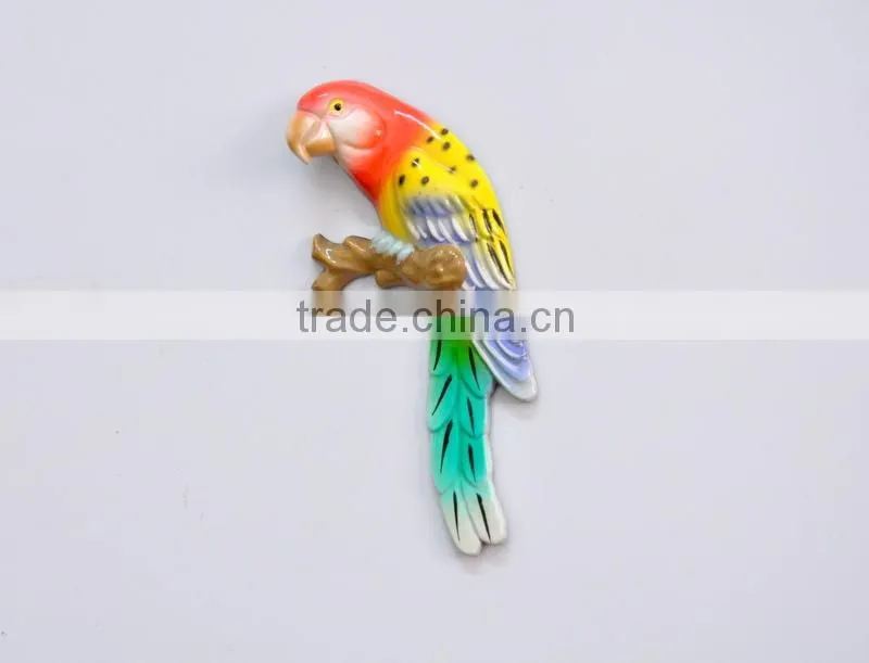 5 inch Plastic Pearl Powder Flat Parrot Birds Fridge Magnet, Handicraft Wall Hanging