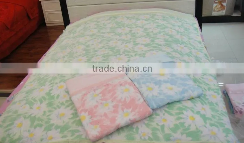 printed jacquard plain cotton terry blanket