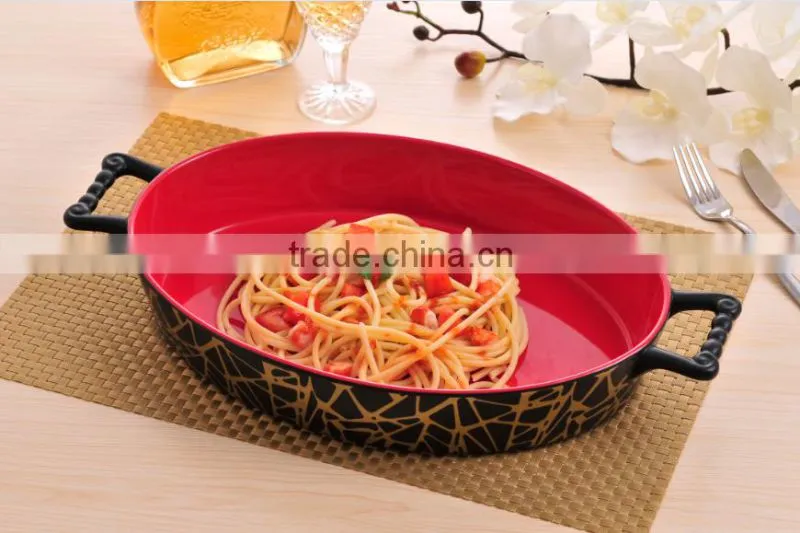 Household Oval Ceramic Baking Pan With Decal