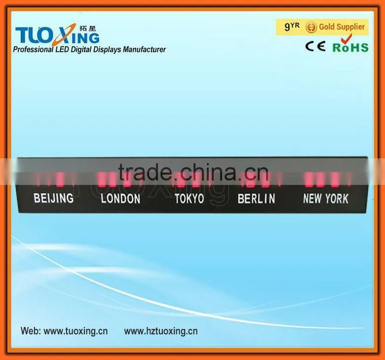 led digital world time wall clock