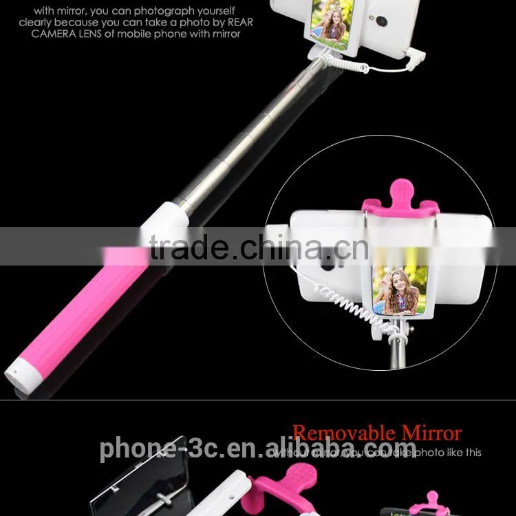 best seller product 2015 kung fu stick, charge free cable take pole selfie stick, extendable monopod with Holder