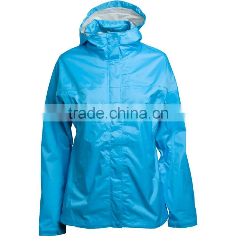 Hooded lightweight women's plain rain jacket