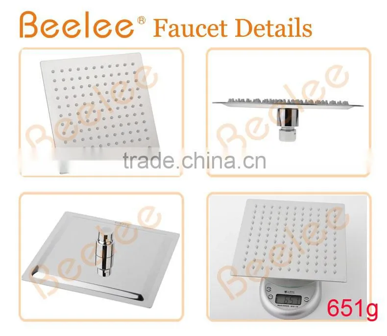 Beelee 2mm ultrathin stainless steel bath shower head