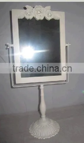 Vintage white metal framed desk& table mirror