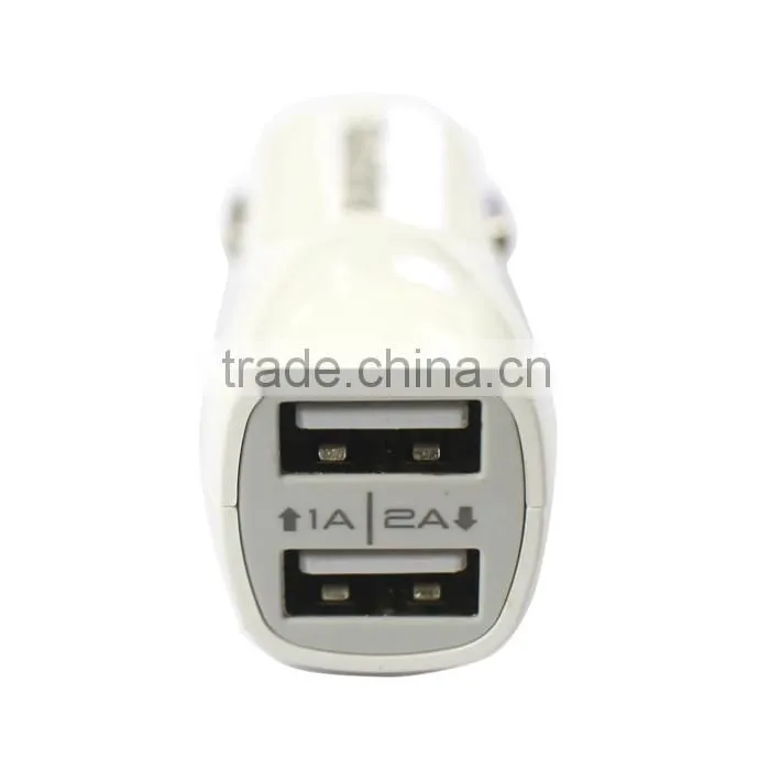 Dual Port Design 1A / 2A output 10W 2-port USB Car charger adaptor designed for iphones and andriod phones