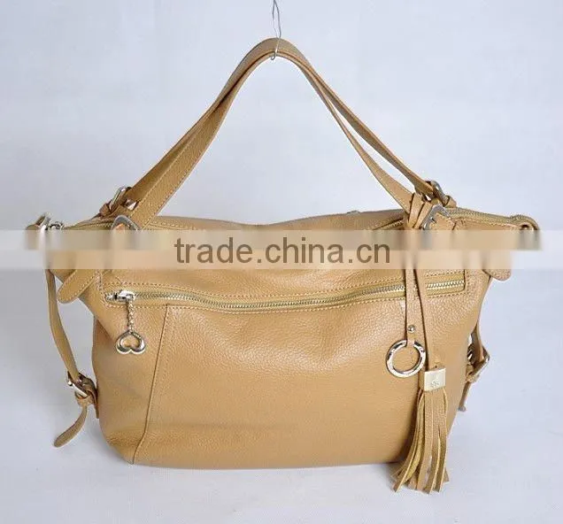 2012 Hot selling camel Newest Genuine Leather Ladies Handbag