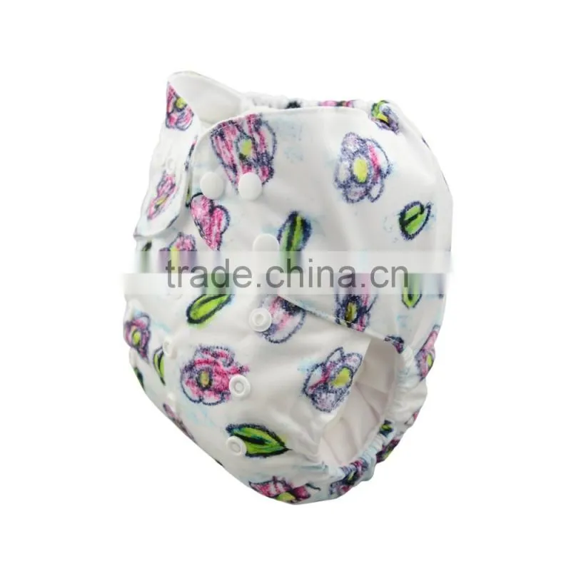 Alva Crayon Style Flowers Baby Diapers Cloth Diaper Factory in China