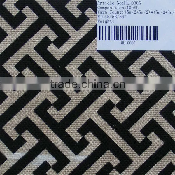 100% linen printed sofa fabric