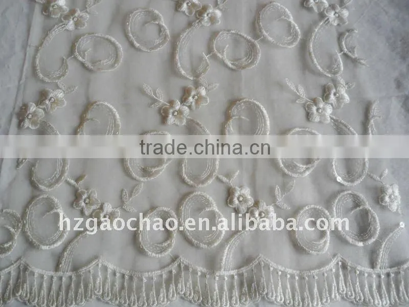Multicolourful mesh embroidery lace fabric