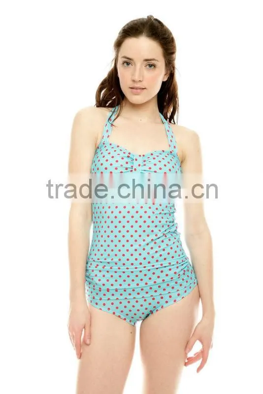 red one piece women european swimwear