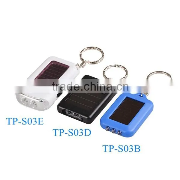 Solar Power Personalized LED Keychain Flashlight for Promotion