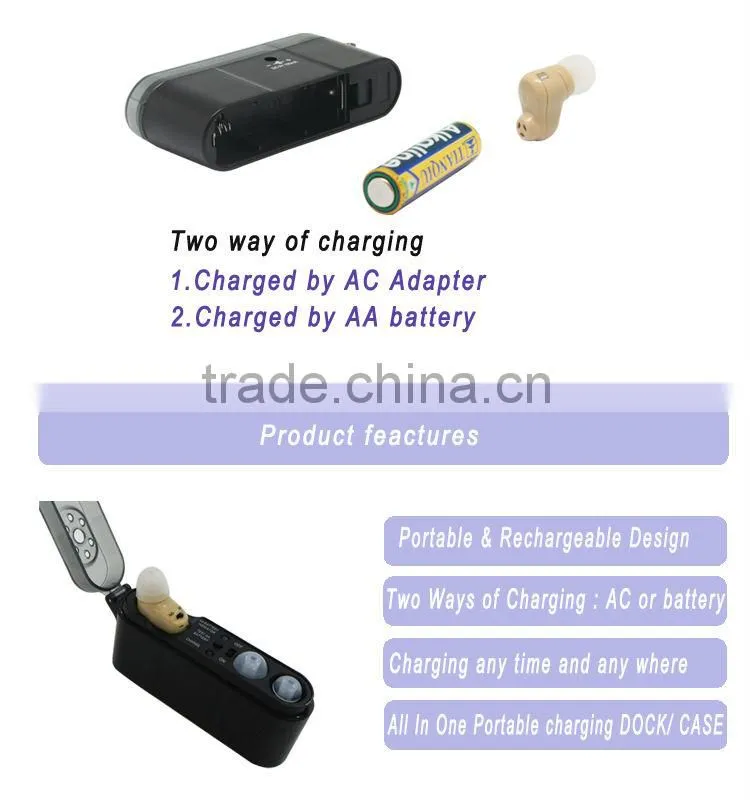 new design hot sale rechargeable Mini portable ITE Hearing Aid