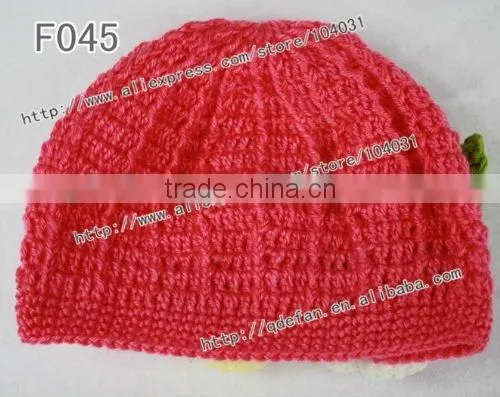 100% cotton crochet baby girl flower hats ,fabric flower hat accessories,knit flowers for hats
