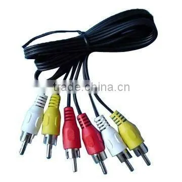 High Quality high speed Shell Shielding 3 RCA to 3 RCA Cable plug