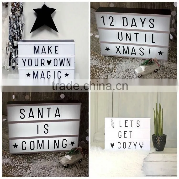 LED white shell cinematic light box with letters